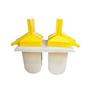 Vintage Sip-A-Pop Frozen Popsicle Mold Set, Retro Makes 4 Popsicles, Yellow